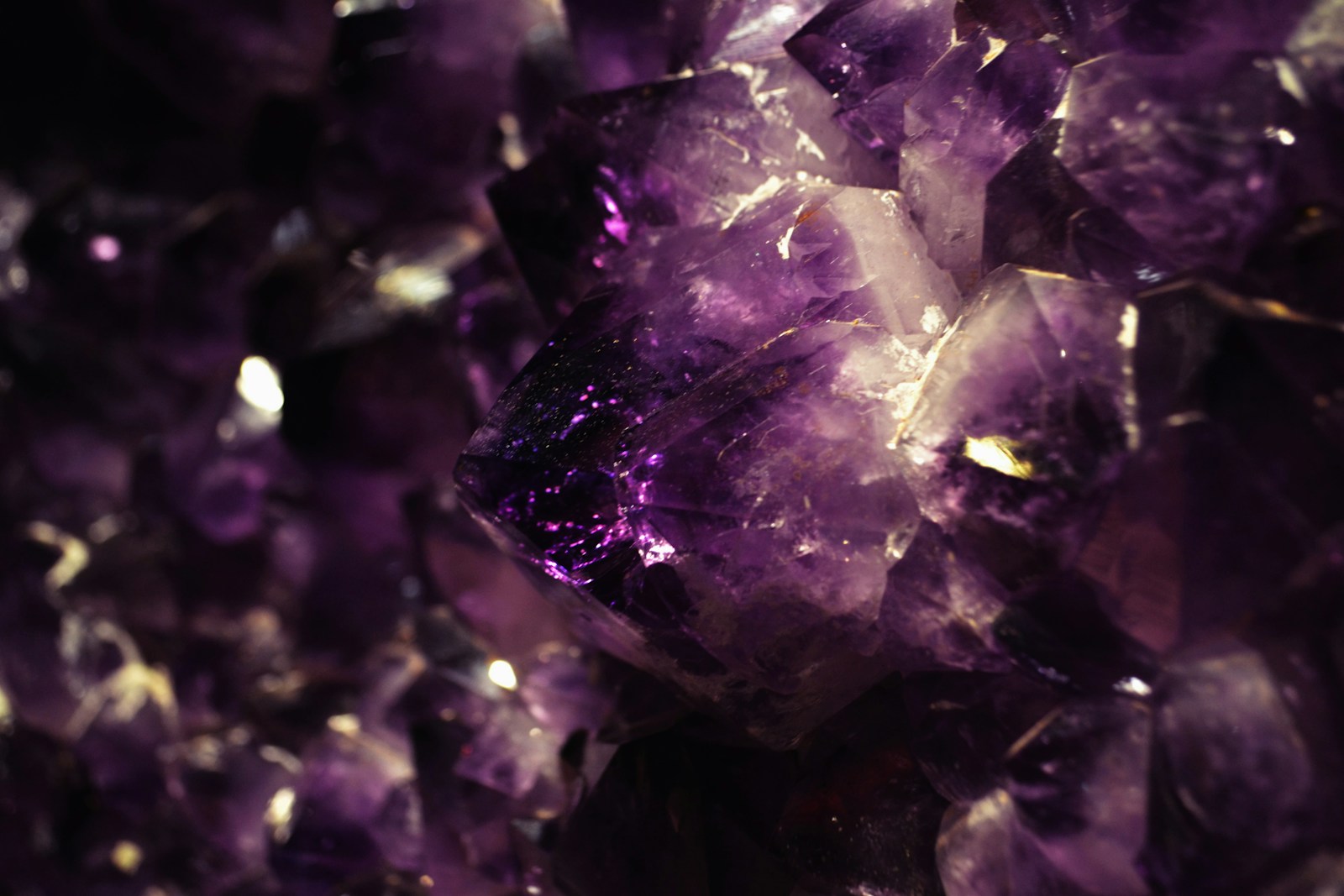 Raw amethyst crystal cluster